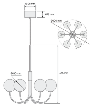 Ballon 6 taklampa mässingsfärg