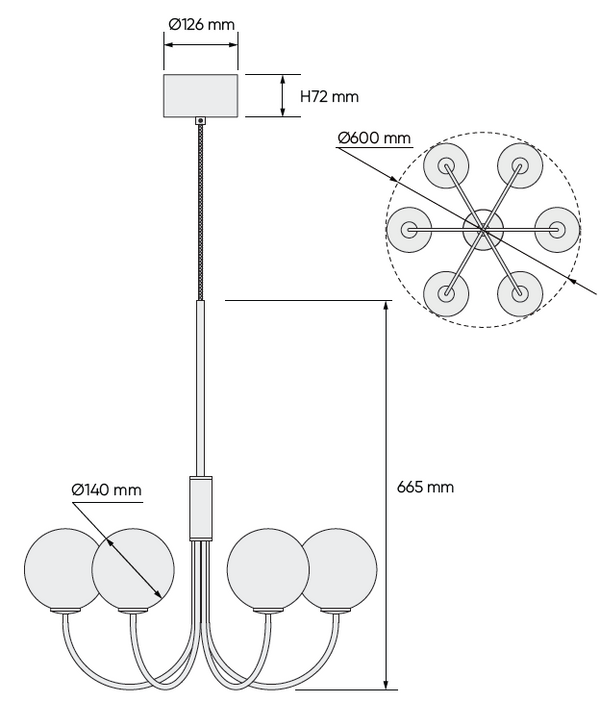 Ballon 6 taklampa mässingsfärg