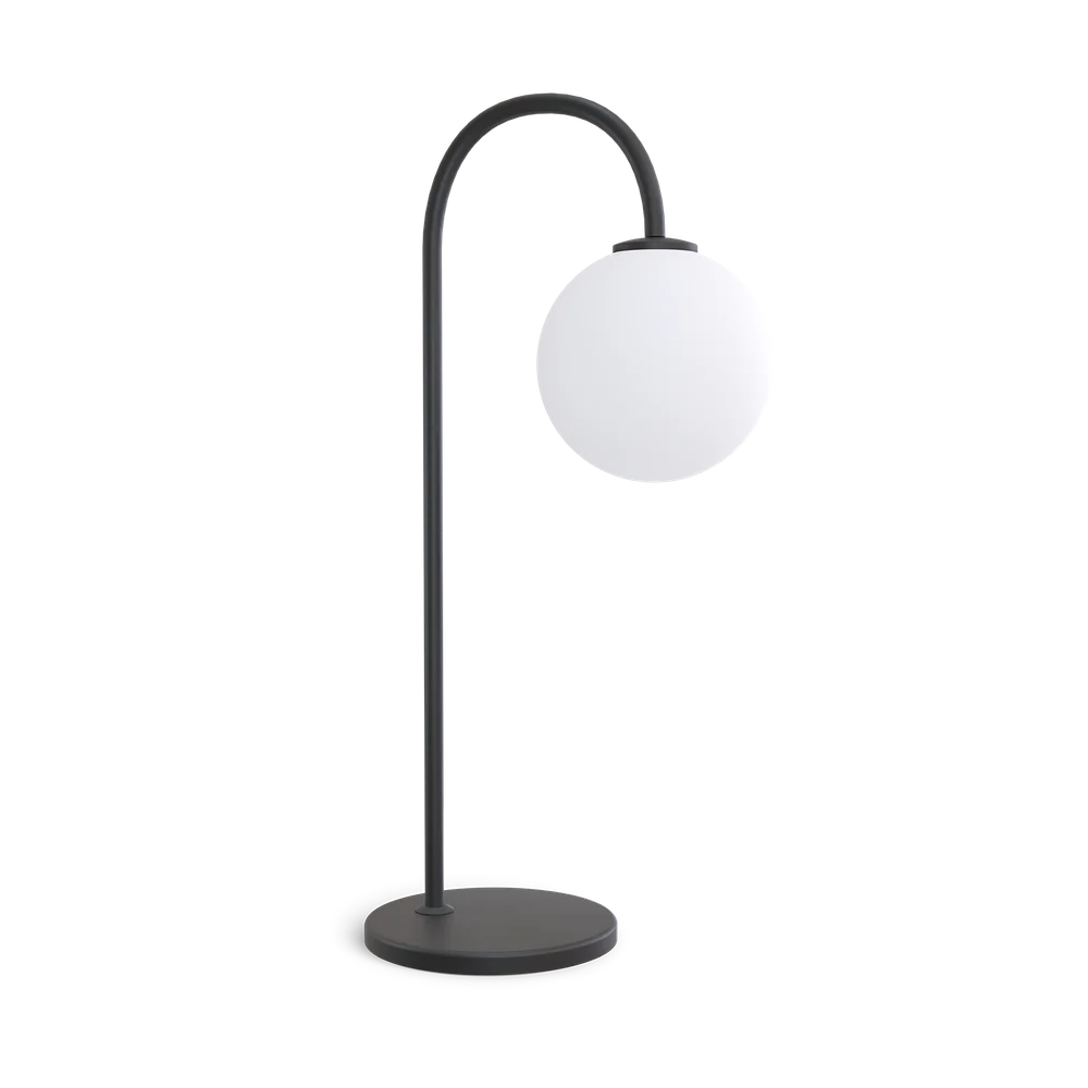 Ballon bordslampa svart med opalglas