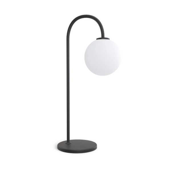 Ballon bordslampa svart med opalglas