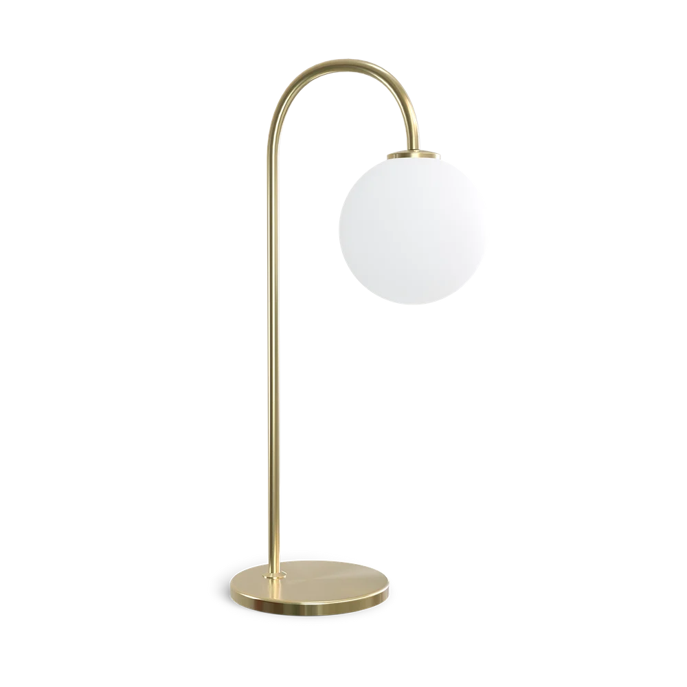 Ballon bordslampa mässingsfärg med opalglas