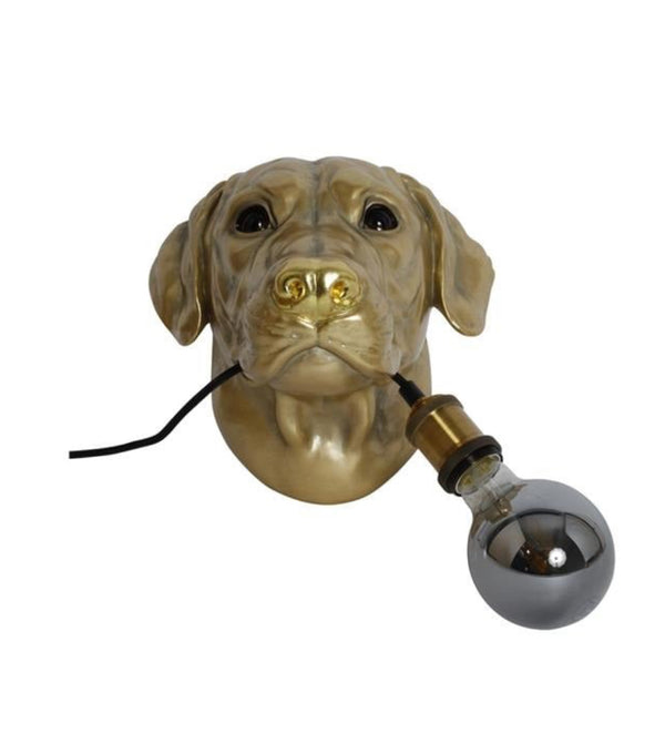 Doggy vägglampa guld
