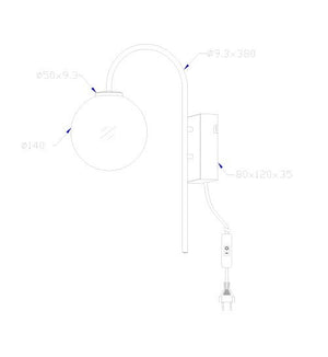 Ballon vägglampa mässingsfärg