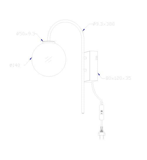 Ballon vägglampa mässingsfärg
