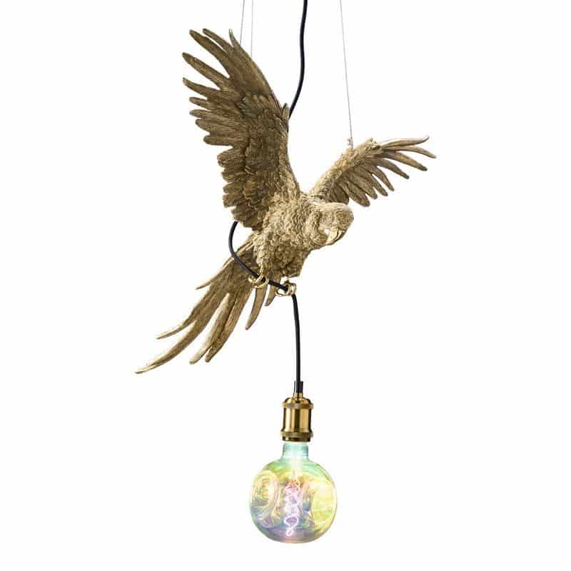 Papegoja Percy taklampa guld