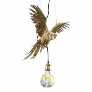 Papegoja Percy taklampa guld