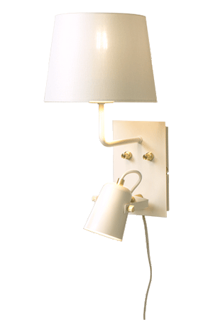 Metz vägglampa med skärm och läslampa vit