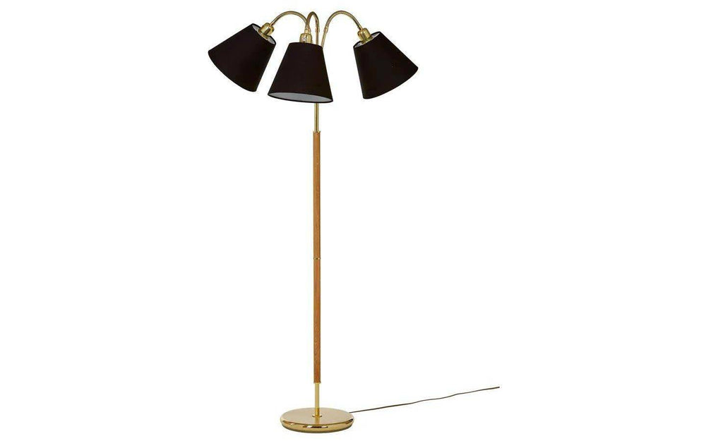 Tullgarn golvlampa i mässing och ek med 3 armar