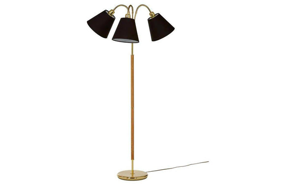 Tullgarn golvlampa i mässing och ek med 3 armar