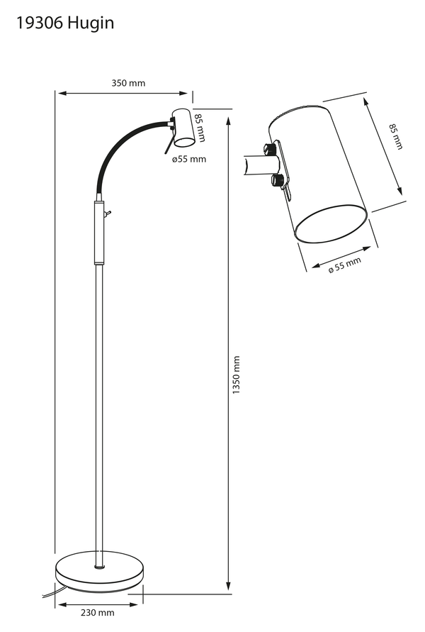 Hugin golvlampa svart