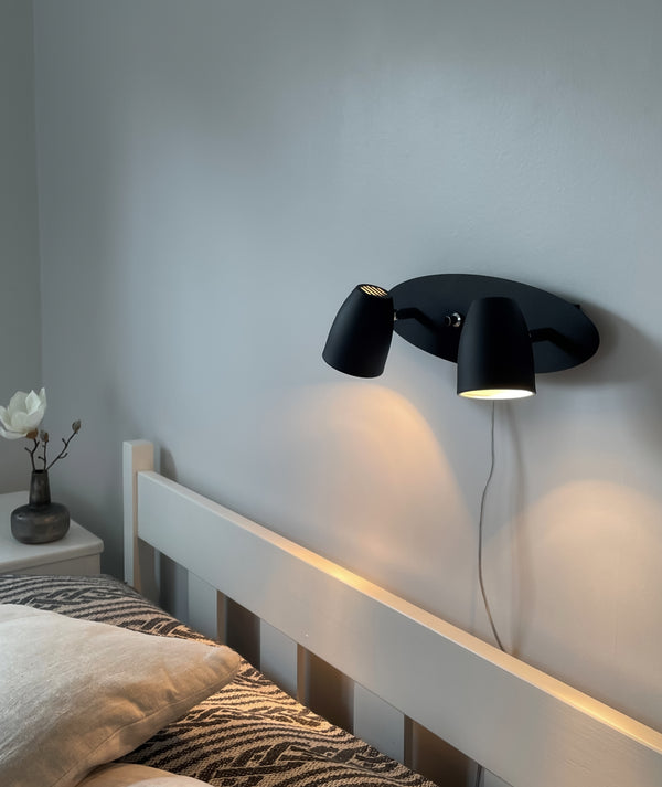Sandnes dubbel vägglampa svart