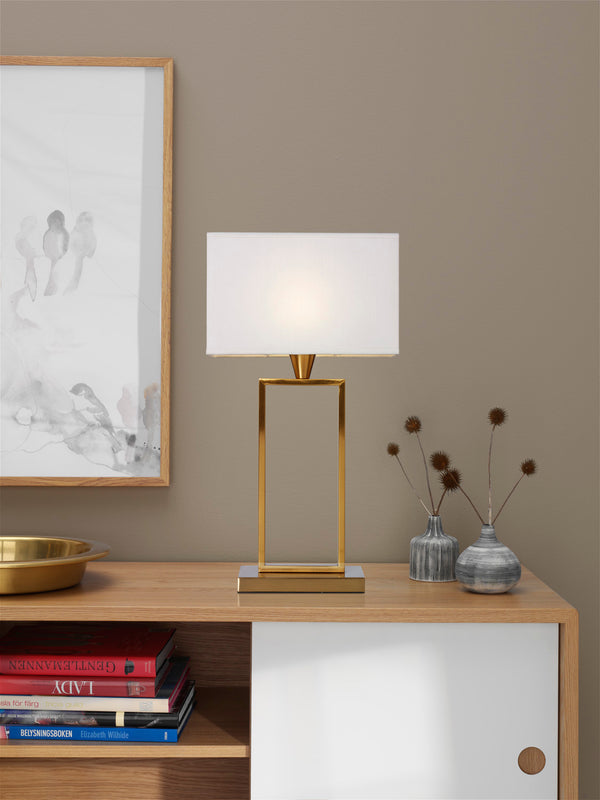 Kensington bordslampa mässingsfärg/vit