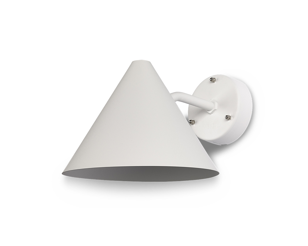 Tratt vägglampa vit