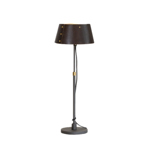 Karl bordslampa mörkgrå/läder