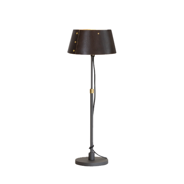 Karl bordslampa mörkgrå/läder